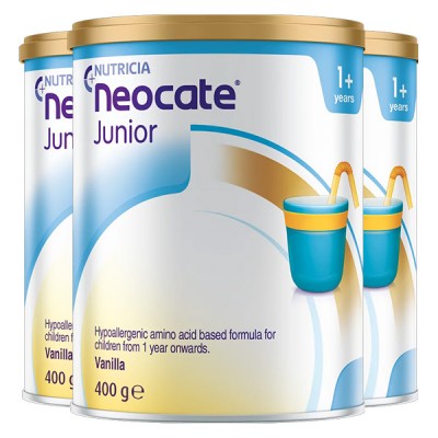 【澳洲直邮】Neocate纽康特Junior氨基酸完全水解奶粉400g 香草味 3罐